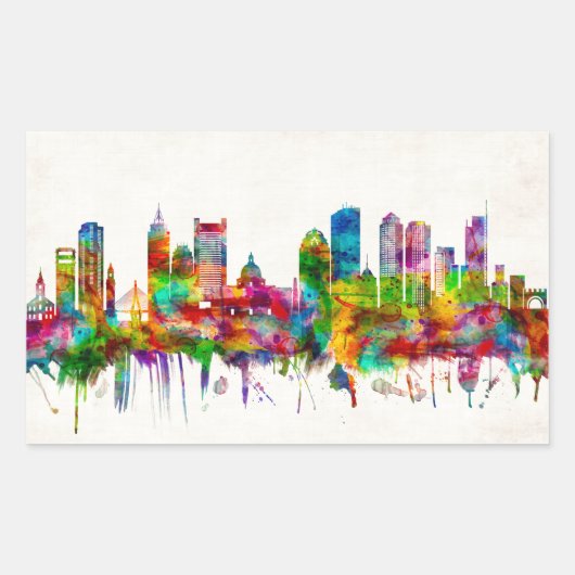 Boston Massachusetts Skyline Rechthoekige Sticker (Voorkant)