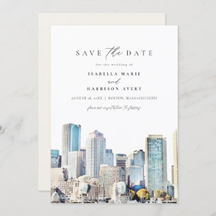 BOSTON MASSACHUSETTS Skyline Save the Date Kaart