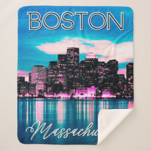 Boston Massachusetts Skyline Sherpa Deken