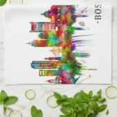 Boston Massachusetts Skyline Theedoek (Gevouwen)