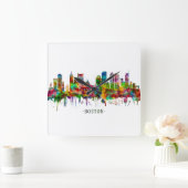 Boston Massachusetts Skyline Vierkante Klok (Huis)