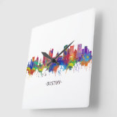 Boston Massachusetts Skyline Vierkante Klok (Hoek)