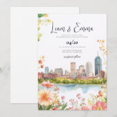 Boston Massachusetts Skyline Wedding Invitation (Devant / Derrière)