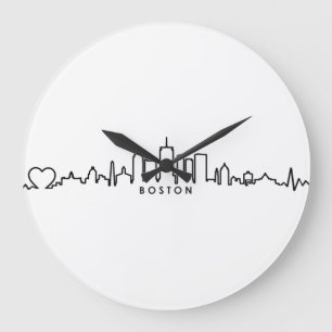 BOSTON Massachusetts USA City Skyline Silhouette Grote Klok