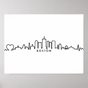 BOSTON Massachusetts USA City Skyline Silhouette Poster
