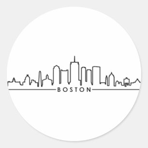 BOSTON Massachusetts USA City Skyline Silhouette Ronde Sticker
