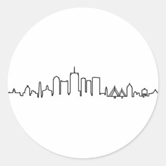 BOSTON Massachusetts USA City Skyline Silhouette Ronde Sticker