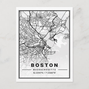 Boston Massachusetts USA Travel City Map Briefkaart