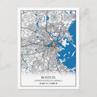 Boston Massachusetts USA Travel City Map Briefkaart