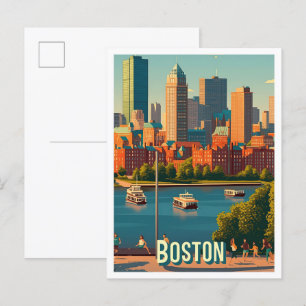 Boston Massachusetts Verenigde Staten Travel Illus Briefkaart