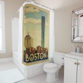 Boston Massachusetts Vintage Travel Douchegordijn (In situ)