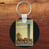 Boston Massachusetts Vintage Travel Sleutelhanger (Voorkant)