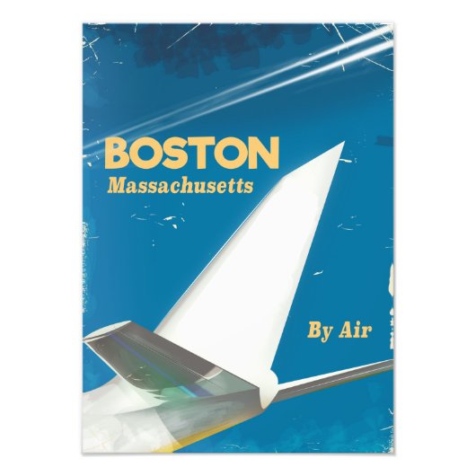 Boston Massachusetts vintage vluchtposter Foto Afdruk (Voorkant)