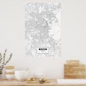 Boston, Massachusetts (zwart op wit) Poster (Keuken)