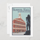Boston, MassachusettsFaneuil Hall Uitzicht Briefkaart (Voorkant / Achterkant)