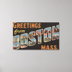 Boston, MassachusettsLarge Letter Scenes Canvas Afdruk