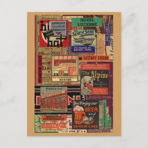 Boston matchbook cover collage briefkaart