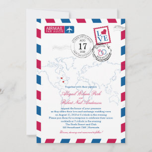 Boston naar Bermuda Wedding Airmail Kaart