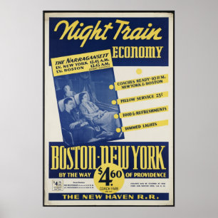 Boston - New York Vintage voyage Poster Ad Retro