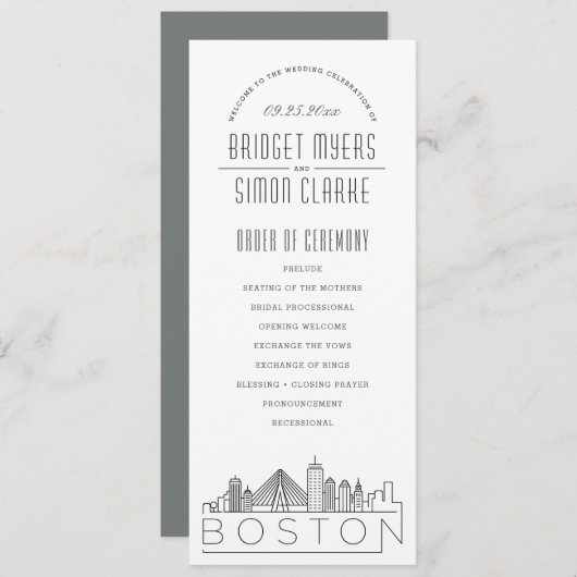 Boston | Programme moderne de mariage Déco (Devant / Derrière)