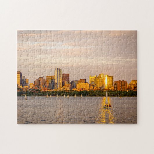 Boston Puzzle - Boston Skyline op Sunset Legpuzzel (Horizontaal)