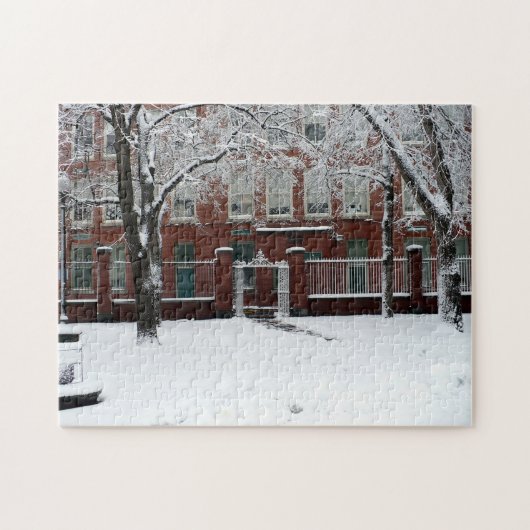 Boston Red Brick School House in Winter Snow Legpuzzel (Horizontaal)