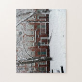 Boston Red Brick School House in Winter Snow Legpuzzel (Verticaal)
