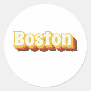 Boston Retro Tekst Ronde Sticker