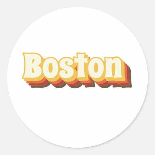 Boston Retro Tekst Ronde Sticker (Voorkant)