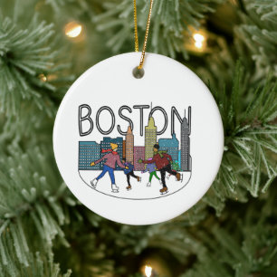 Boston schaatsen personaliseren de rug keramisch ornament