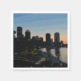 Boston Seaport Sunset City Skyline Servet