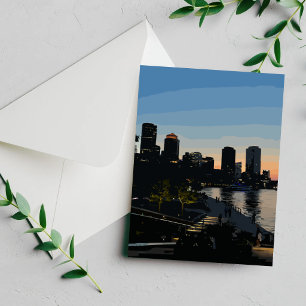 Boston Seaport Zonsondergang Stadssilhouet Kaart