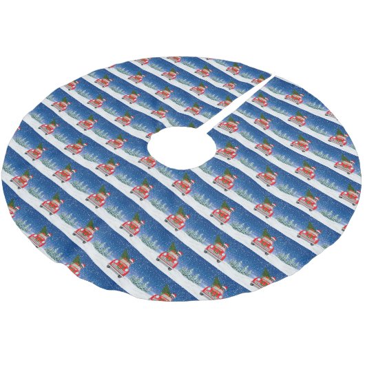 Boston shier Dog rijdt met sneeuwkerst Kerstboom Rok (Gekanteld)