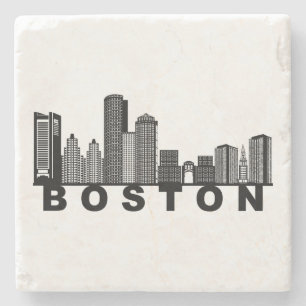 Boston Silhouet van de Stad Stenen Onderzetter