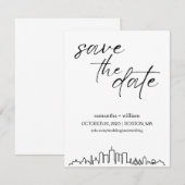 Boston Silhouette MINIMALIST Save The Date Kaart (Voorkant / Achterkant)