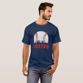  Boston Skyline Baseball Throwback voor Red T-shirt (Voorkant volledig)