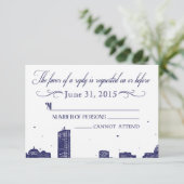 Boston Skyline Bleu foncé sur blanc RSVP (Debout devant)