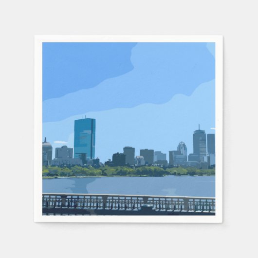 Boston Skyline Charles River Painting Servet (Voorkant)