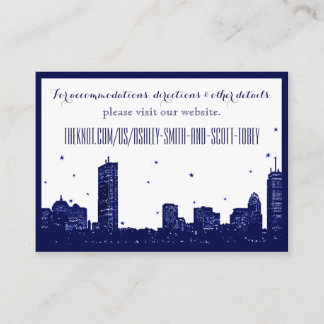 Boston Skyline Donkerblauw op witte Insert Kaart