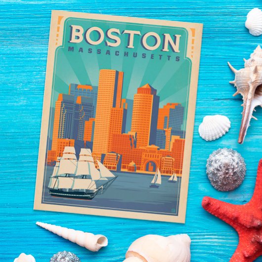 Boston Skyline en Sailboten | Massachusetten Briefkaart
