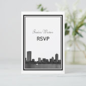 Boston Skyline Etched Framed RSVP Kaartje (Staand voorkant)
