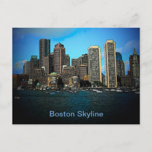 Boston Skyline Fotokunst Tekening Briefkaart
