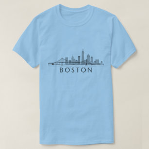 Boston Skyline Gedetailleerde lijnkunst   stadsbez T-shirt