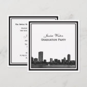 Boston skyline geëtst ingelijst afstudeerfeest kaart (Voorkant / Achterkant)