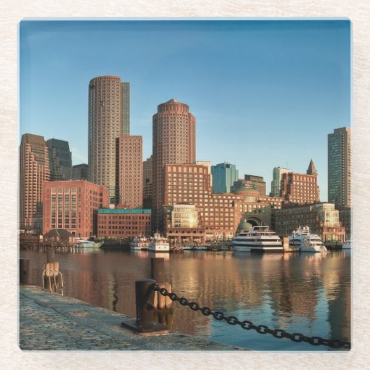 Boston skyline glazen onderzetter (Voorkant)