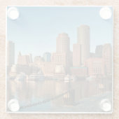 Boston skyline glazen onderzetter (Achterkant)