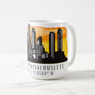 Boston Skyline Latitude en Longitude Koffiemok