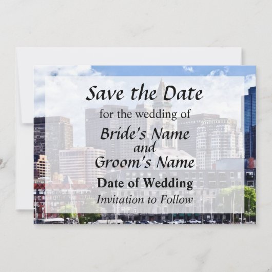 Boston Skyline met Custom House Tower Save Date Save The Date (Voorkant)