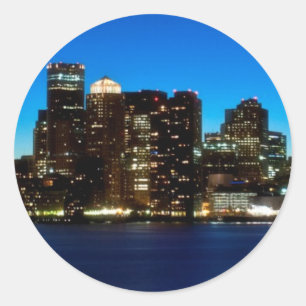 Boston skyline met maan ronde sticker