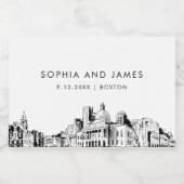 Boston Skyline Mini Sparkling Wijnetiket (Enkel label)